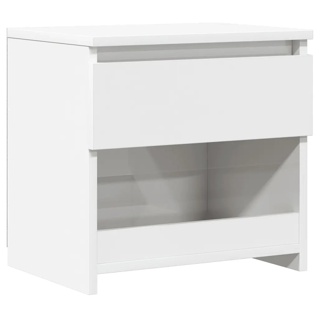 Comodino-Tavolino da notte Bianco Lucido 40x30x39 cm in Legno Multistrato