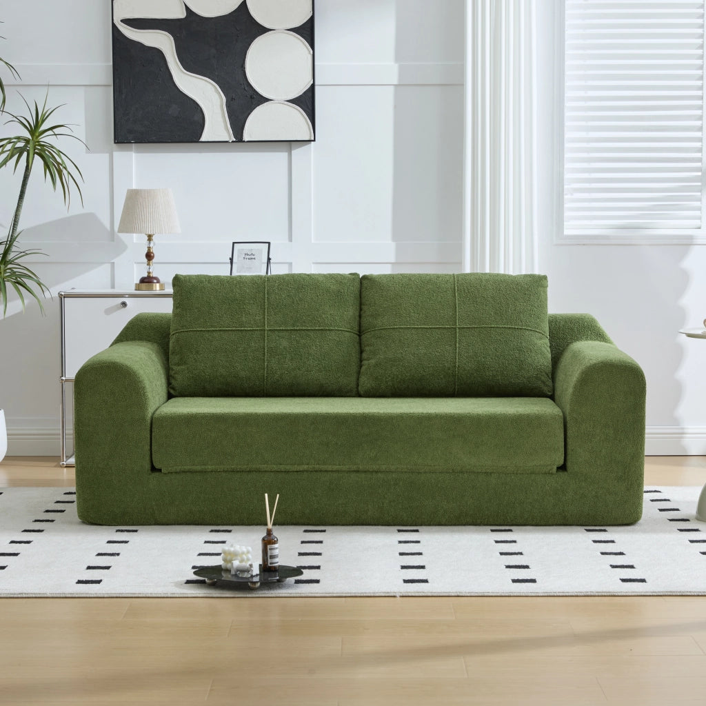 DIVANO LETTO 2 in 1 pieghevole da pavimento 179x95x79 cm tessuto verde