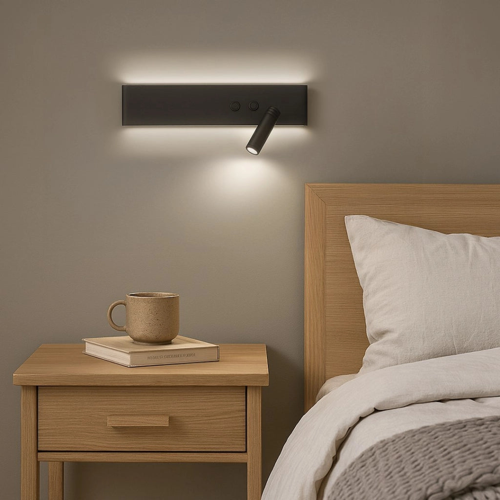 Applique lettura moderna nera destra LED 10+3W 4000K