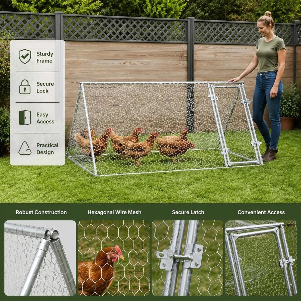 Chicken Cage, Silver, 200x105x91 Cm, Galvanized Steel