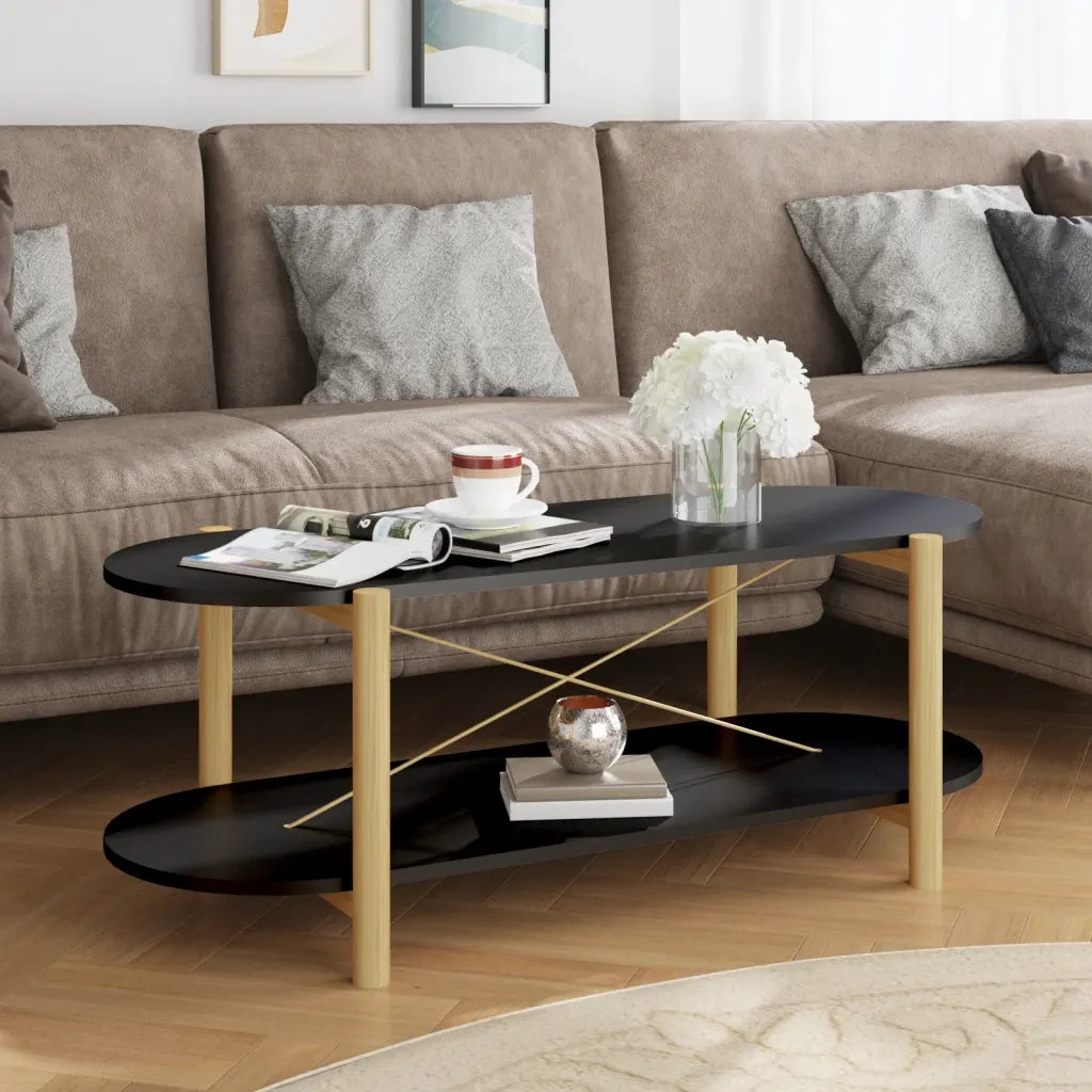 Tavolino da salotto | Tavolino da caff¨¨ | Tavolino da Soggiorno Nero 110x48x40 cm in Legno Multistrato