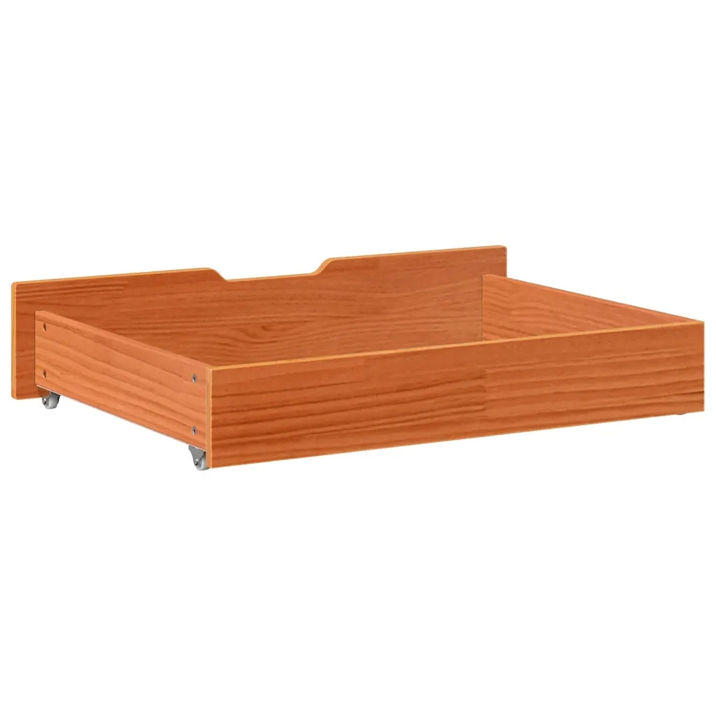 Cassettoni per Letto 2pz Marrone Cera 80x55x17 cm Legno di Pino 850931