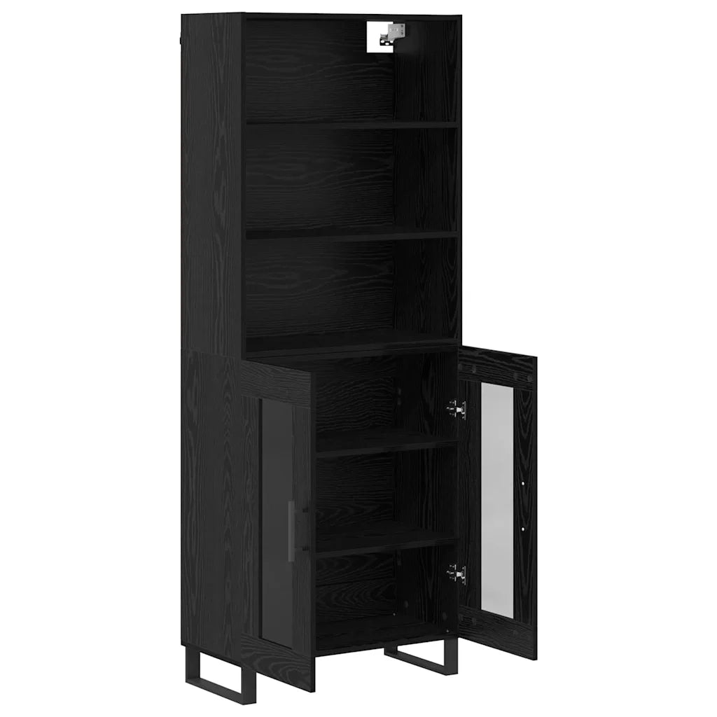 Credenza 2 pcs Rovere Nero Legno multistrato 3403191