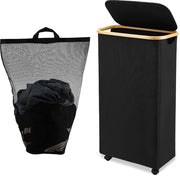 Wastino con coperchio, 65L, con tasca interna rimovibile e lavabile, stoffa Oxford, impermeabile, lavastoviglie pieghevole con ruote per bagno, camera da letto