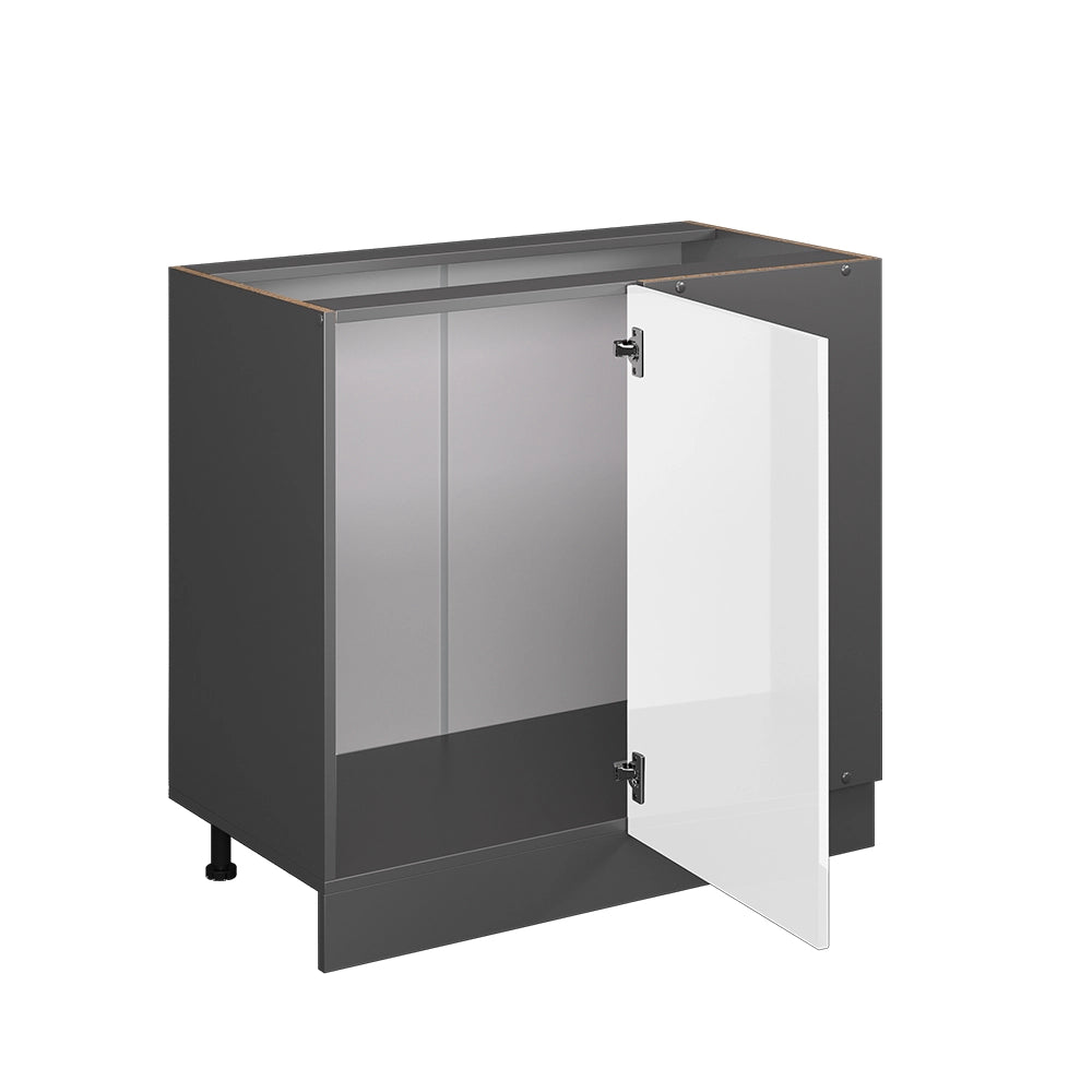 Mobile ad angolo cucina R-Line Bianco lucido/Antracite 86 cm, PL Rovere Vicco