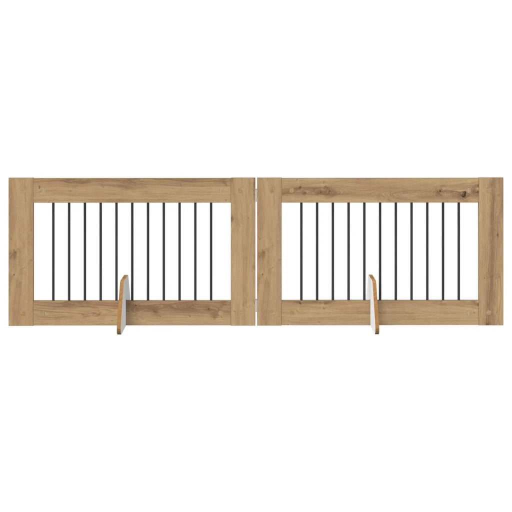 Cancello per cani pieghevole con supporti 2 pz 200,5 cm 892114