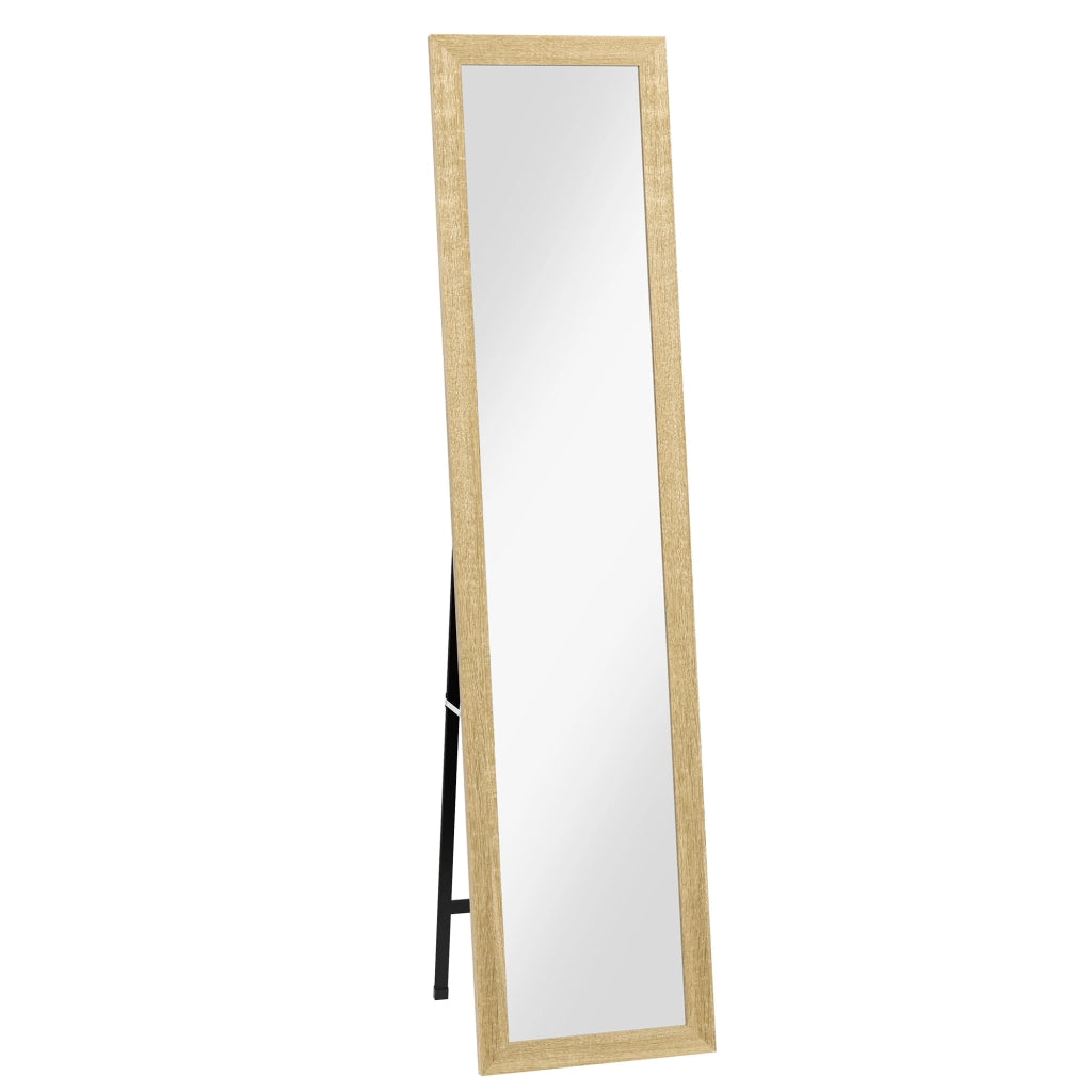 Specchio con cornice in legno per parete o da appoggio ¨C zephmum ¨C marrone chiaro 37x155 cm