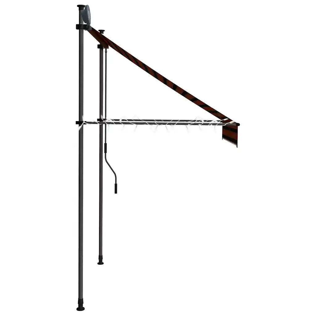 Tenda da Sole Retrattile Manuale LED-Tenda parasole per Patio 150 cm Arancione e Marrone