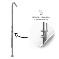 Colonna doccia da esterno leccio a pavimento inox spazzolato acqua calda fredda *** finitura- spazzolato, confezione 1