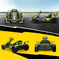 Go Kart Elettrico per Bambini 6-12 Anni 24V 12km/h con Seggiolino Regolabile, Verde