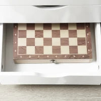 Cassettiera da Ufficio con 4 Ruote 4 Ripiani 3 Cassetti, Legno Bianco