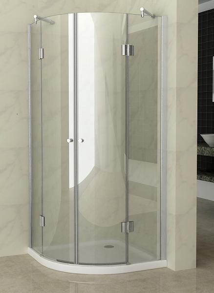 Box doccia Cristallo 8 mm - Semicircolare doppio battente (trasparente) - Misura: 80 x 80 x h195 (raggio 55cm) 