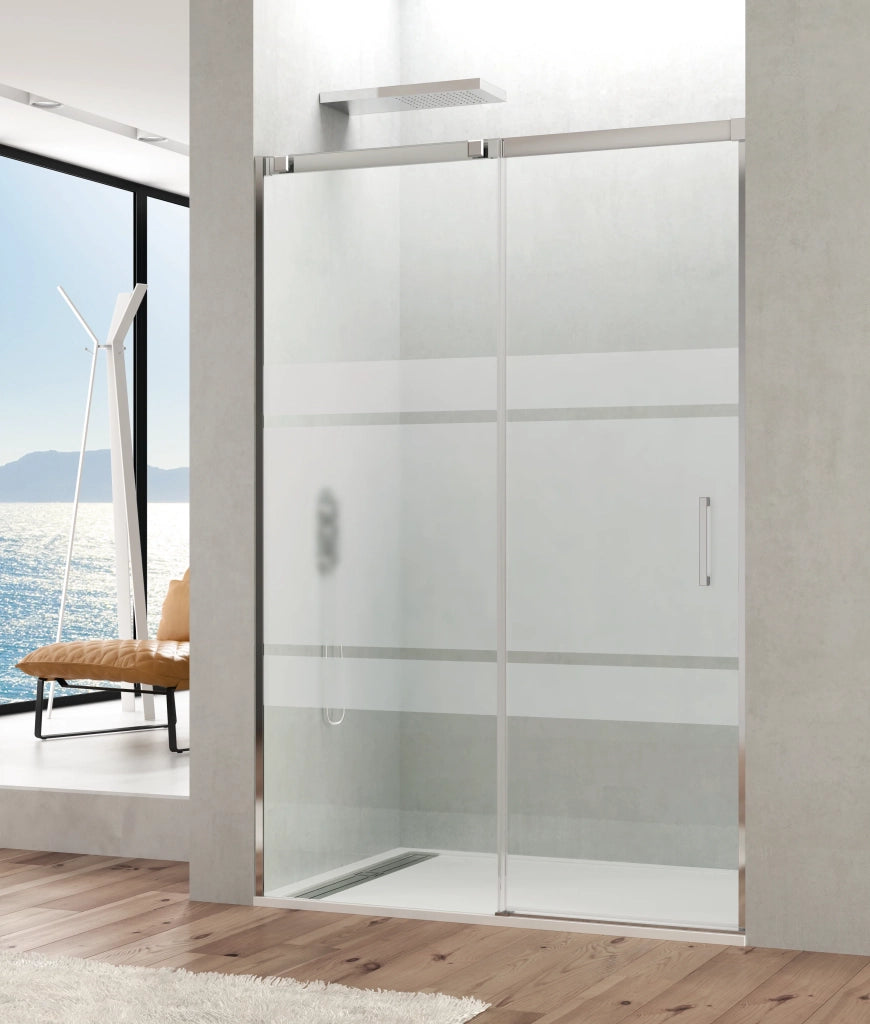 Box doccia frontale TEMPLE 1 fisso + 1 scorrevole 110 cm (105-110) cromo lucido vetro Frost Plus