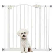 CANCELLETTO PER CANI ESTENSIBILE CON 2 BLOCCHI E CHIUSURA AUTOMATICA IN METALLO E PLASTICA 74-87X78 CM BIANCO