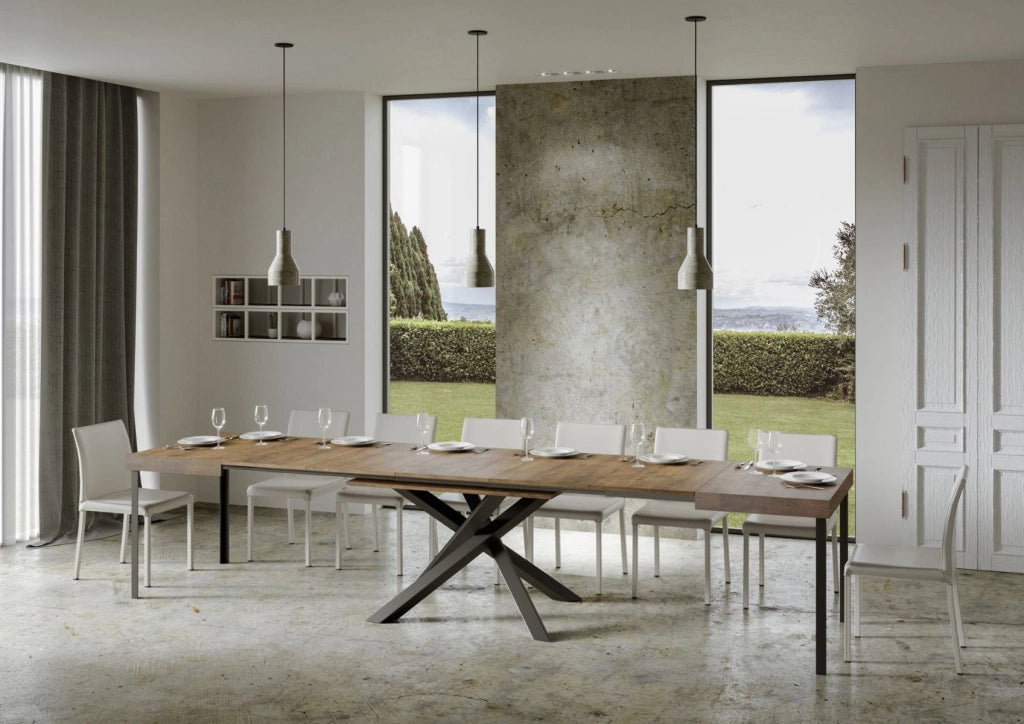 Tavolo Allungabile 200-460x90x77 cm Volantis Noce Telaio Antracite