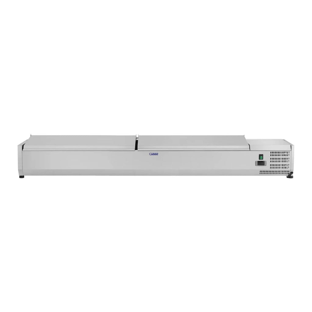 Bancone per insalate da tavolo acciaio inox 200 x 33 cm 10 teglie GN 1/4 14_0003303