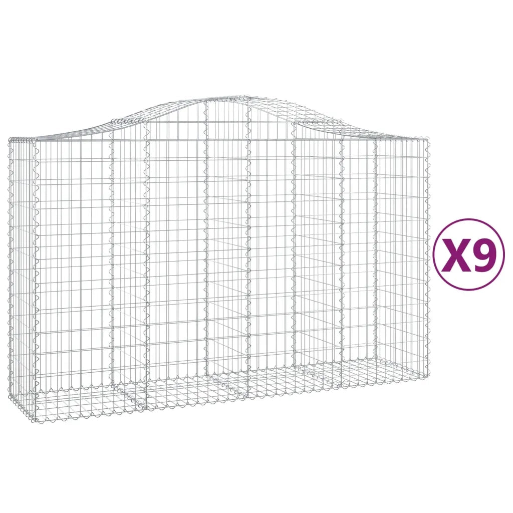 Cesti Gabbioni ad Arco 9 pz 200x50x120/140 cm Ferro Zincato 3145668
