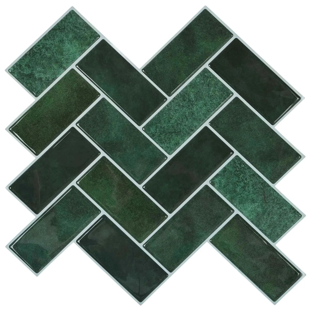 Piastrella a Spina di Pesce 20 pcs Verde Scuro 30 x 30 cm