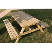 Tavolo da picnic in legno per giardino 179x150 cm - Pino trattato - Sedute integrate - Kit da giardino - Modello Pic Nic