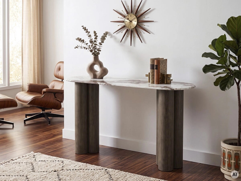 Consolle con piano in ceramica "Zora" - 140 cm - Marrone