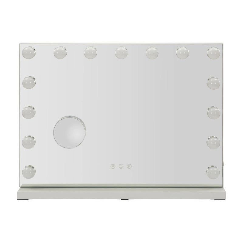 Specchio Da Tavolo Hollywood cm 55x14x43 (specchietto Rotondo cm ø 9) (luce Con 3 Temperature Di Colore)