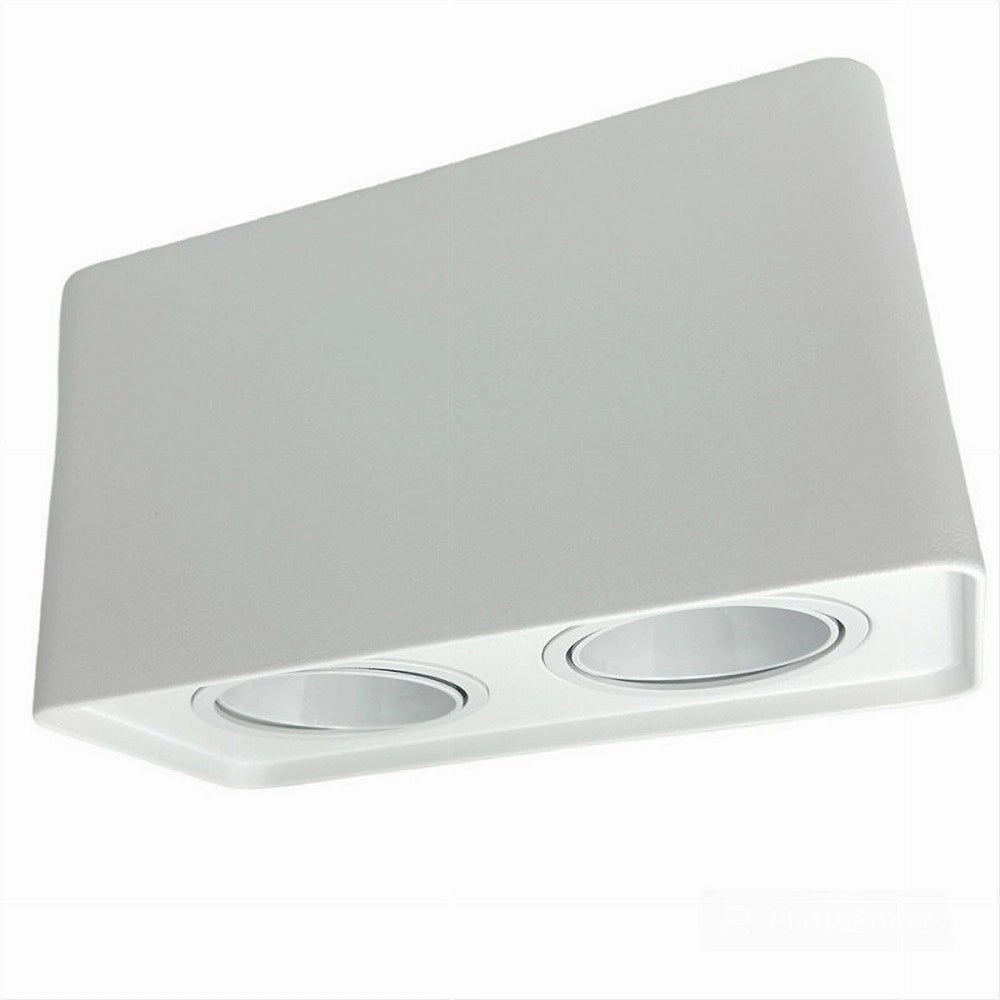 Trade Shop - Portafaretto Doppio Orientabile Da Soffitto Bianco Per Faretto Gu10 Gu5.3 P34-b2 -