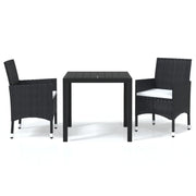 Set da Pranzo per Giardino 3 pz | Set Salotto da Giardino con Cuscini Polyrattan Nero
