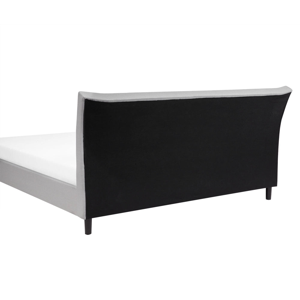 Letto a doghe Tessuto in poliestere grigio Gambe in legno imbottite Testiera capitonné 180 x 200 cm Design moderno