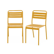 set 2 sedie da giardino bistrot in acciaio, ocra