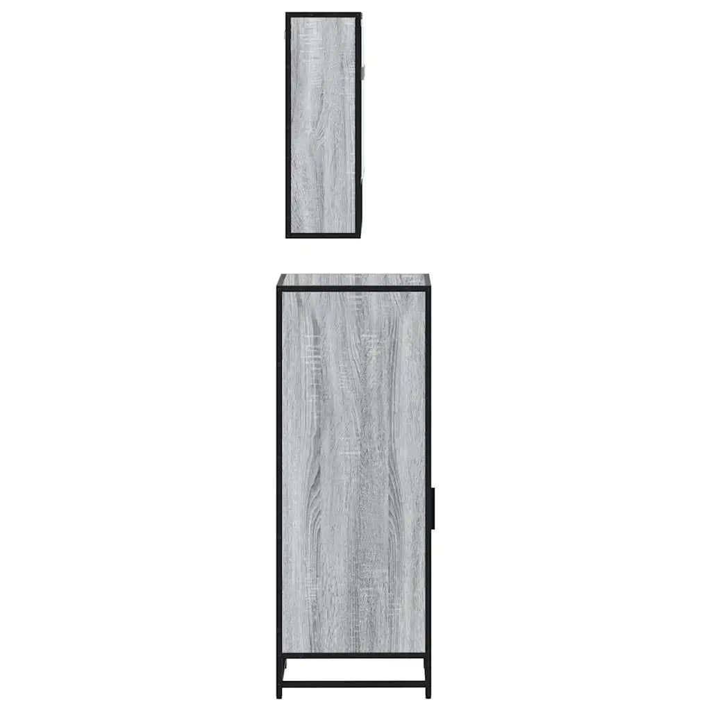 Set Mobili da Bagno 3 pz Grigio Sonoma in Legno Multistrato
