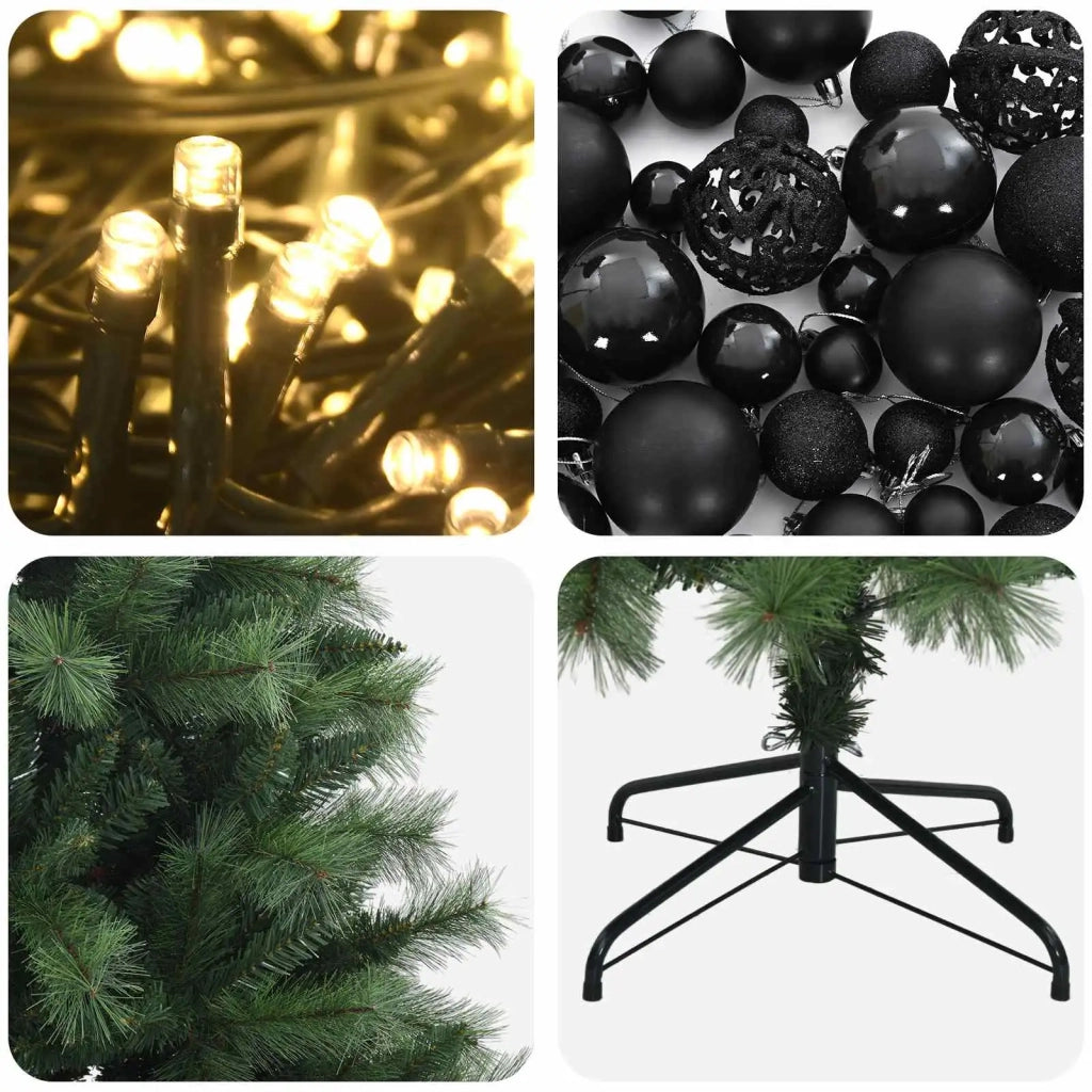 Albero di Natale artificiale con rami snodati e palline 210 cm 3466492