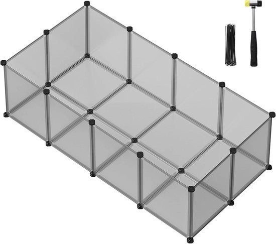 Recinzione Esterna con Pannelli Inferiori per Piccoli Animali - 143 x 73 x 46 cm Grigio