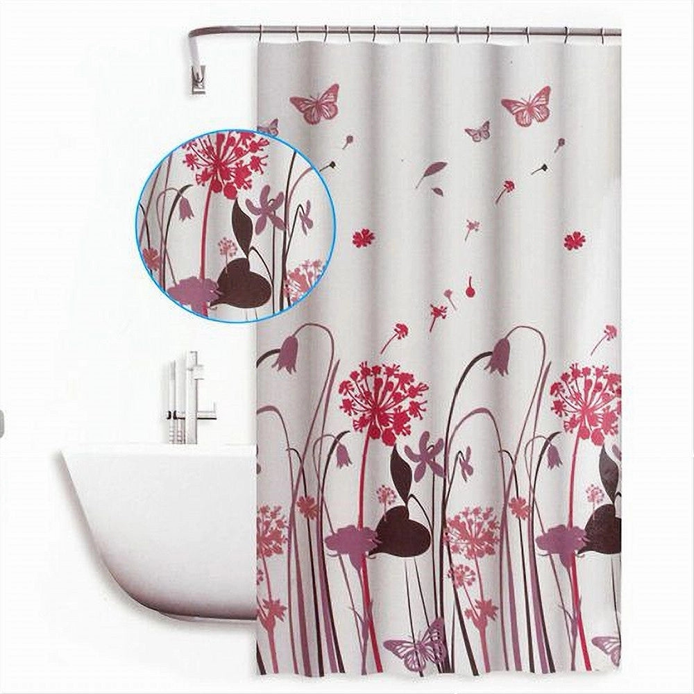 Trade Shop - Tenda Doccia Antimuffa Impermeabile 240x200 Cm Anelli Bagno Fiori Farfalle 59516 -
