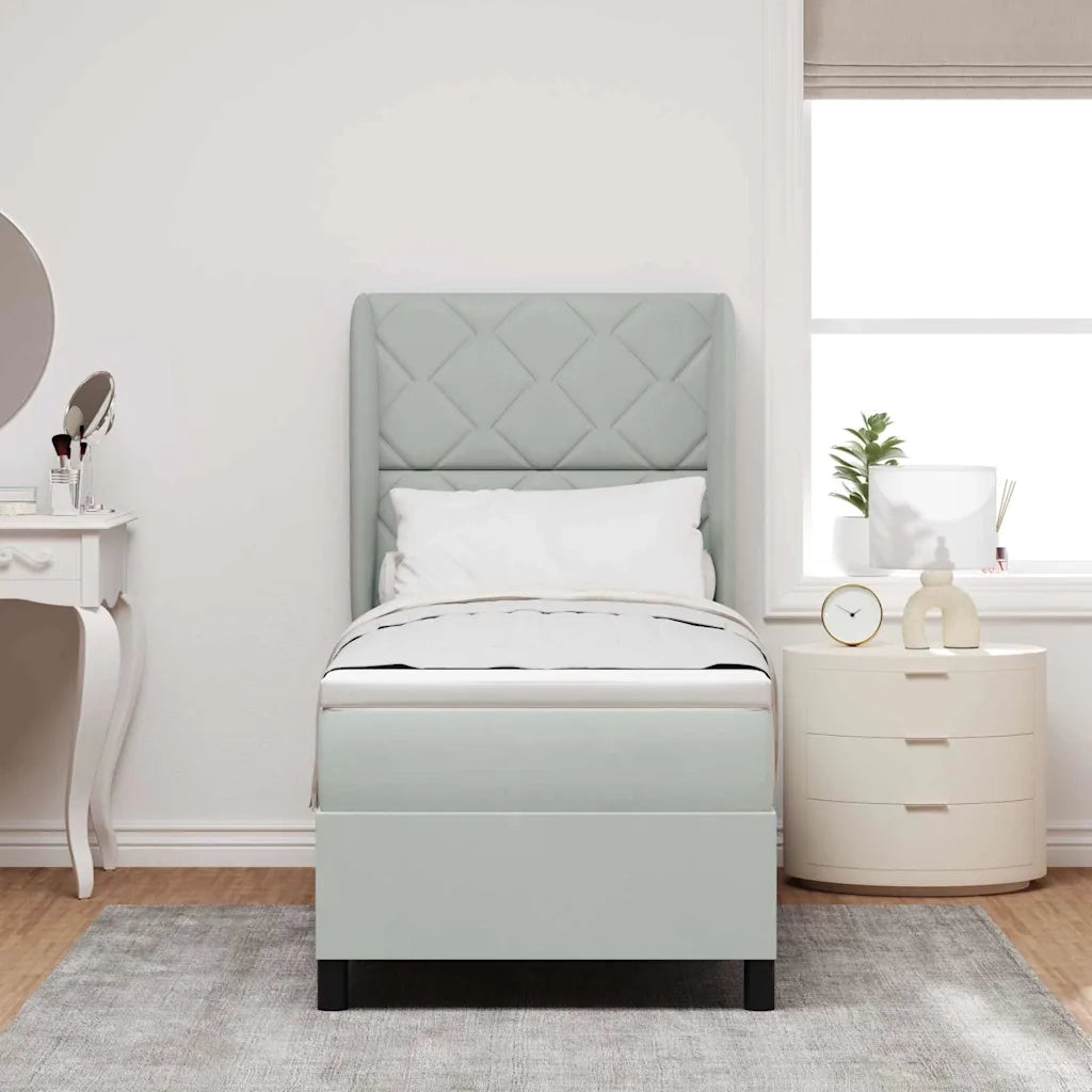 Letto a molle con testiera Grigio chiaro 200 x 80 cm Poliestere 3340952