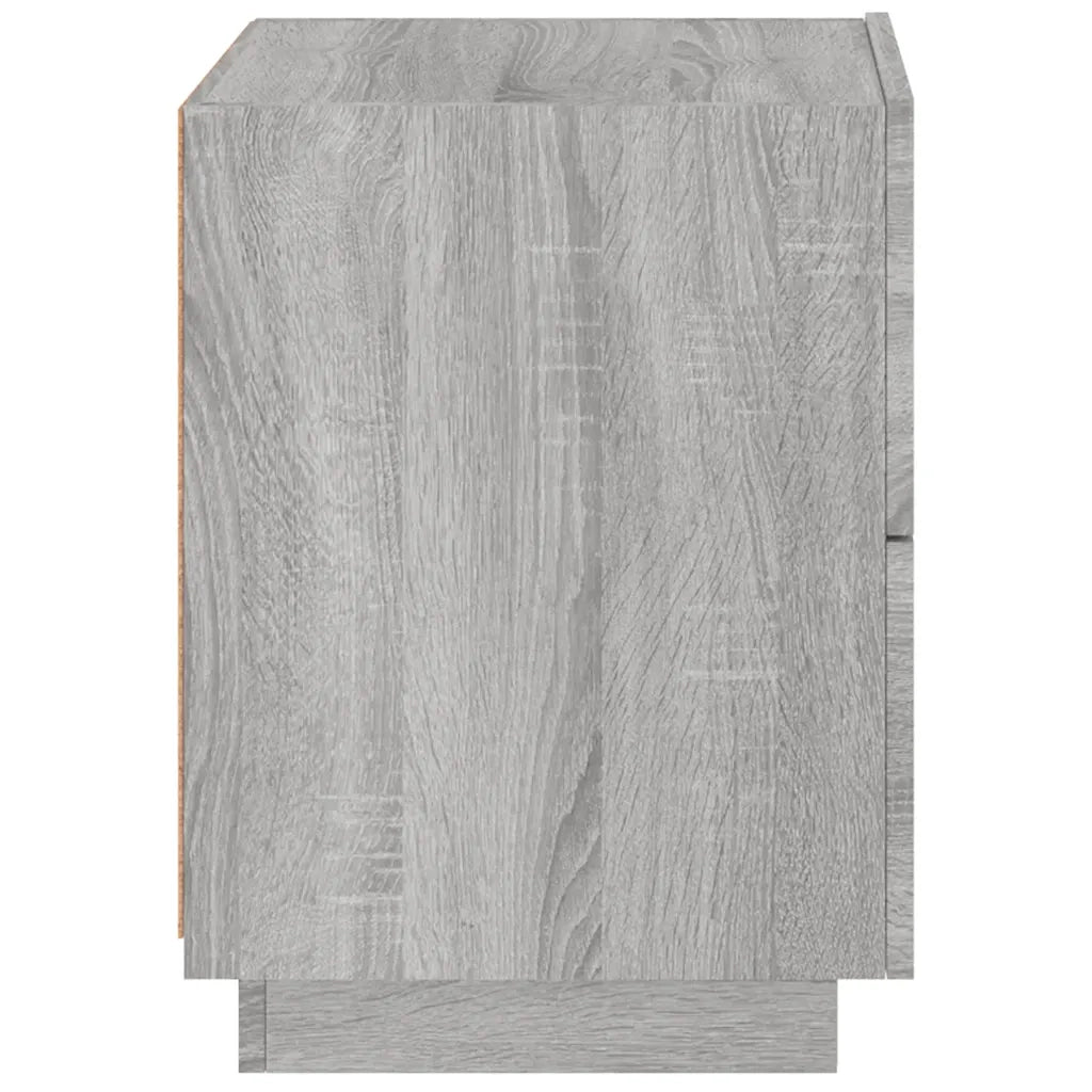 Set di 2 Comodini | Armadio da Notte | Mobiletto da notte con Luci LED Grigio Sonoma in Legno Multistrato
