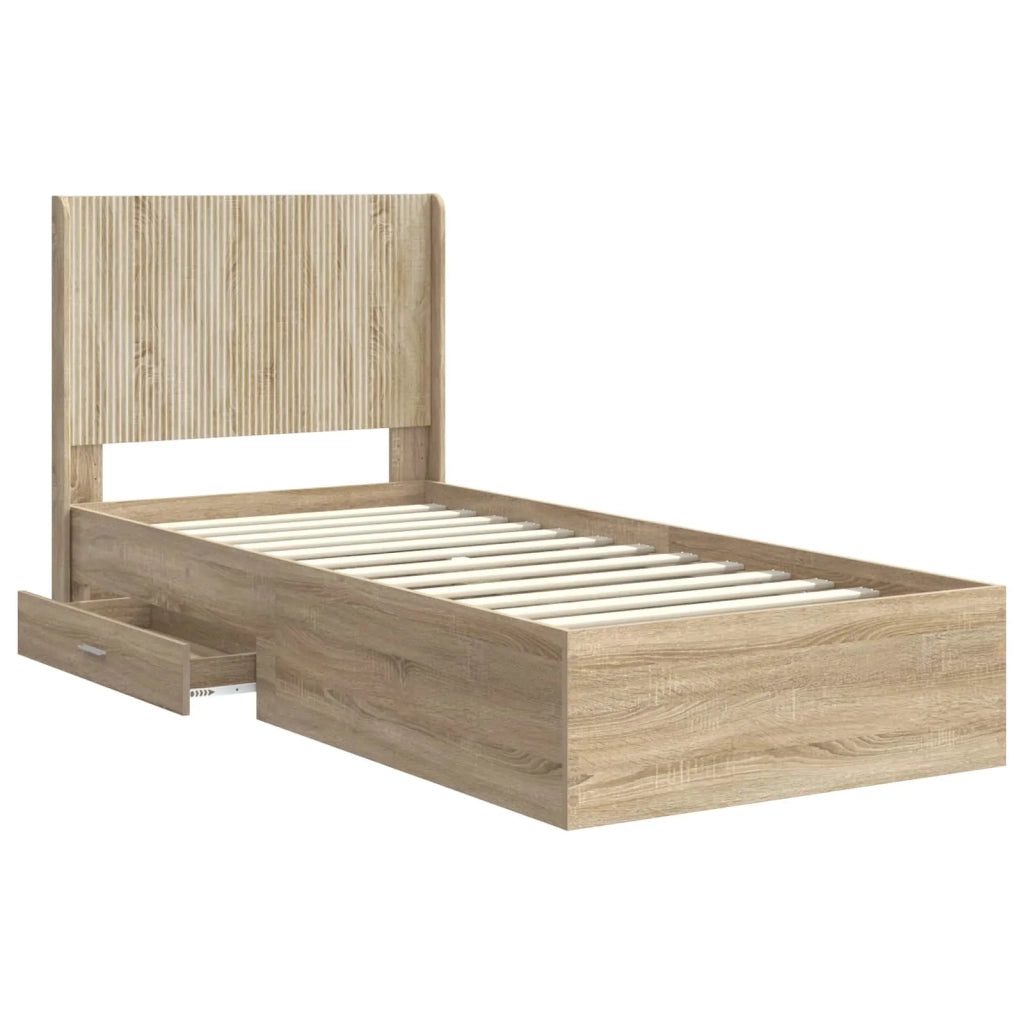 Struttura del letto con stoccaggio e testata Rovere Sonoma 3414151