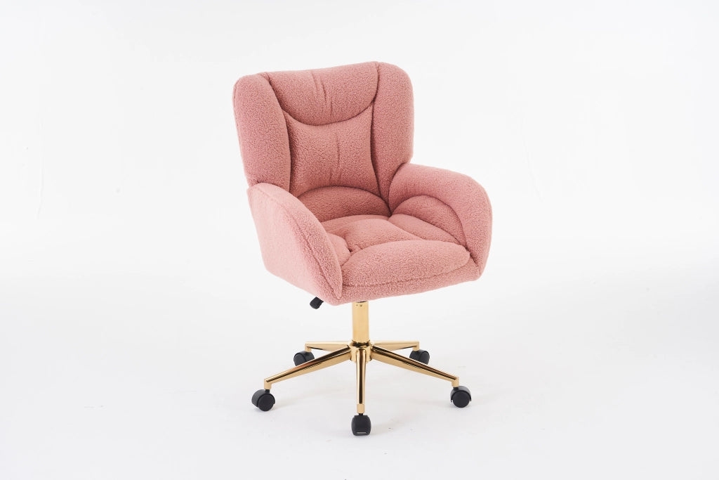 SEDIA Girevole Regolabile 64x62x92,5 cm Teddy Rosa con base oro