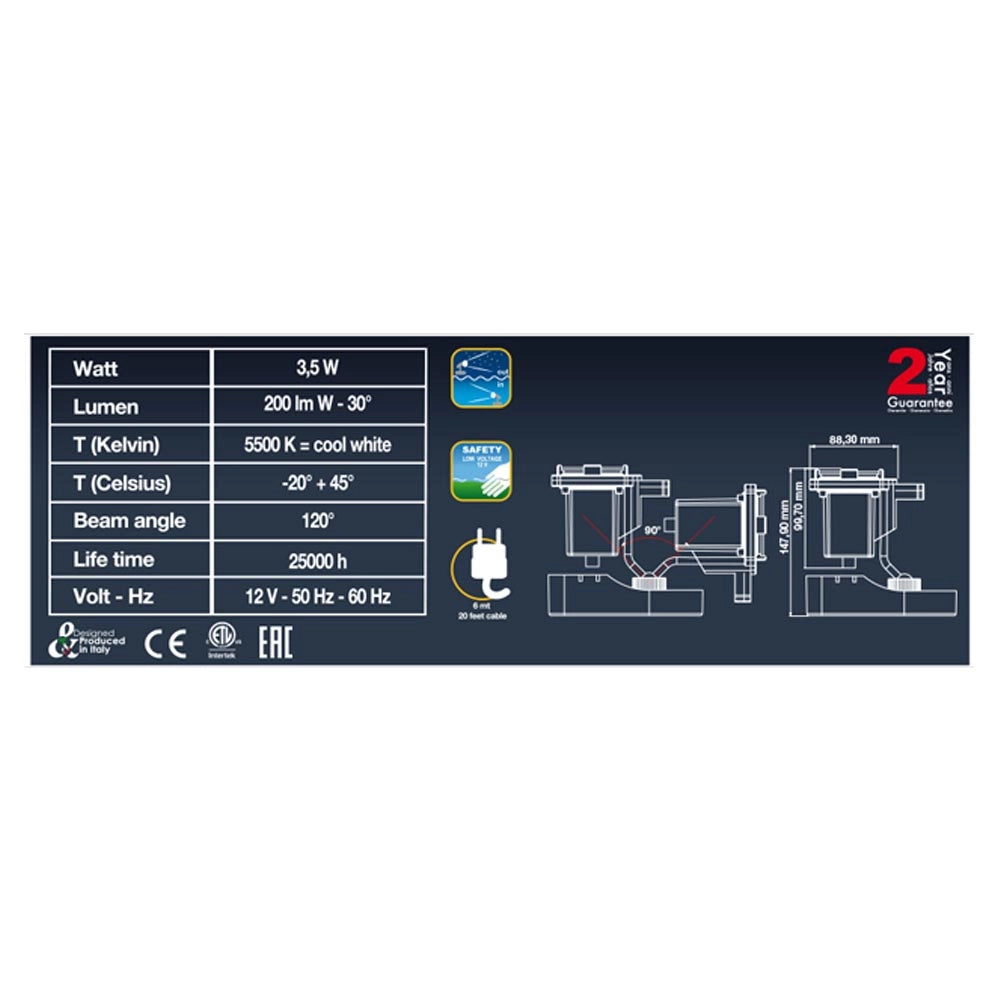 Multipack da 3 pz faretto per laghetto a led luce soffusa giardini, laghetti, fontane ed ambienti acquatici