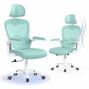 Sedia da ufficio ergonomica - Poltrona HAMLODY - con braccioli pieghevoli a 90° - Supporto lombare - Regolabile in altezza Verde