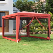 Tenda per Feste con Pareti Laterali in Rete-Tenda Gazebo Rossa 3x4 m HDPE