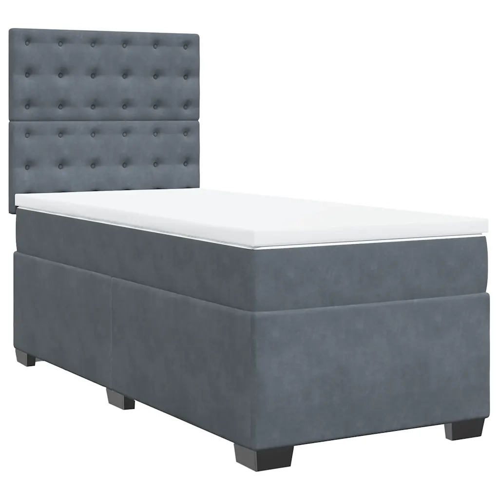 Giroletto a Molle con Materasso Grigio Scuro 90x190 cm Velluto 3293099