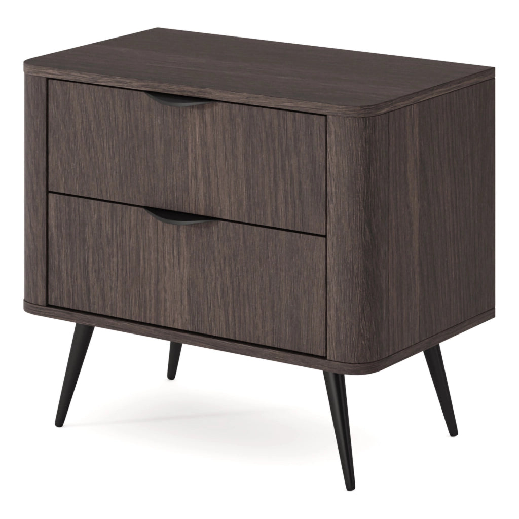 Gasi, Comodino 2 Cassetti, 63x38x55h cm Marrone Noce
