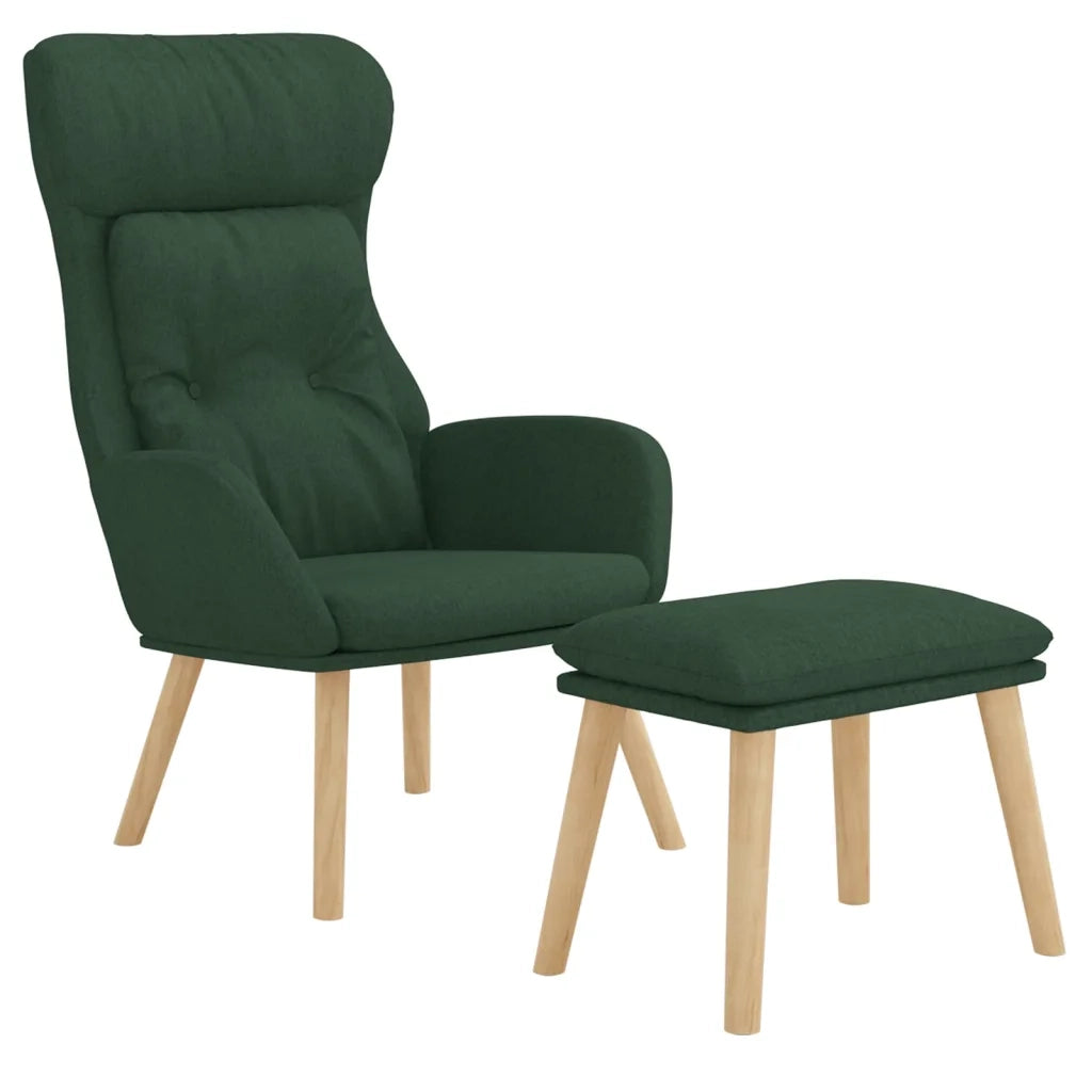 Poltrona Relax con Poggiapiedi Verde Scuro in Tessuto 3097755