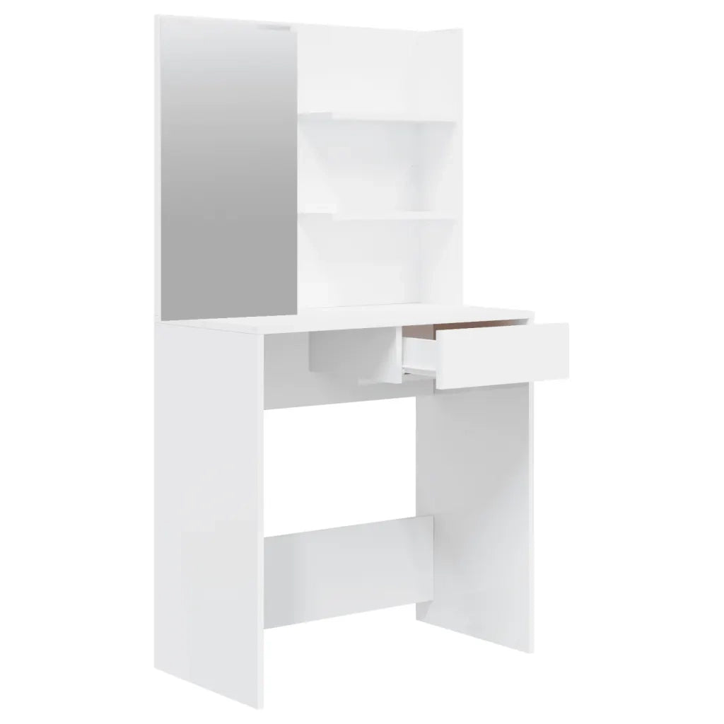 Set Tavolo da Toeletta Bianco Lucido 74,5x40x141 cm 3114143