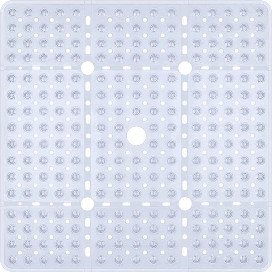 Pavimento Antiscivolo 70 x 70 cm con Fessure di Scarico e Grucce di Attracco Potenti - Mattonella di Sicurezza Extra Grande per Bagno