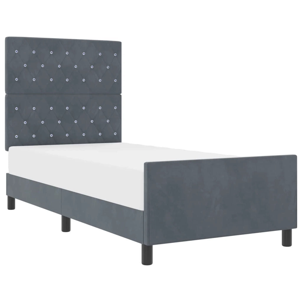 Letto a molle con testiera-Rete con Testiera Grigio scuro 100 x 200 cm Velluto 473085