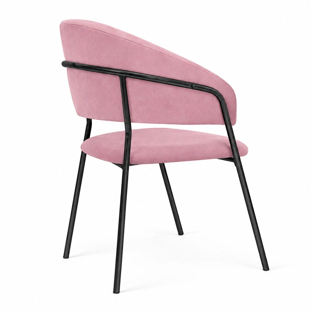 Sedie da sala da pranzo set da 2 Aurelia in velluto rosa con gambe nere