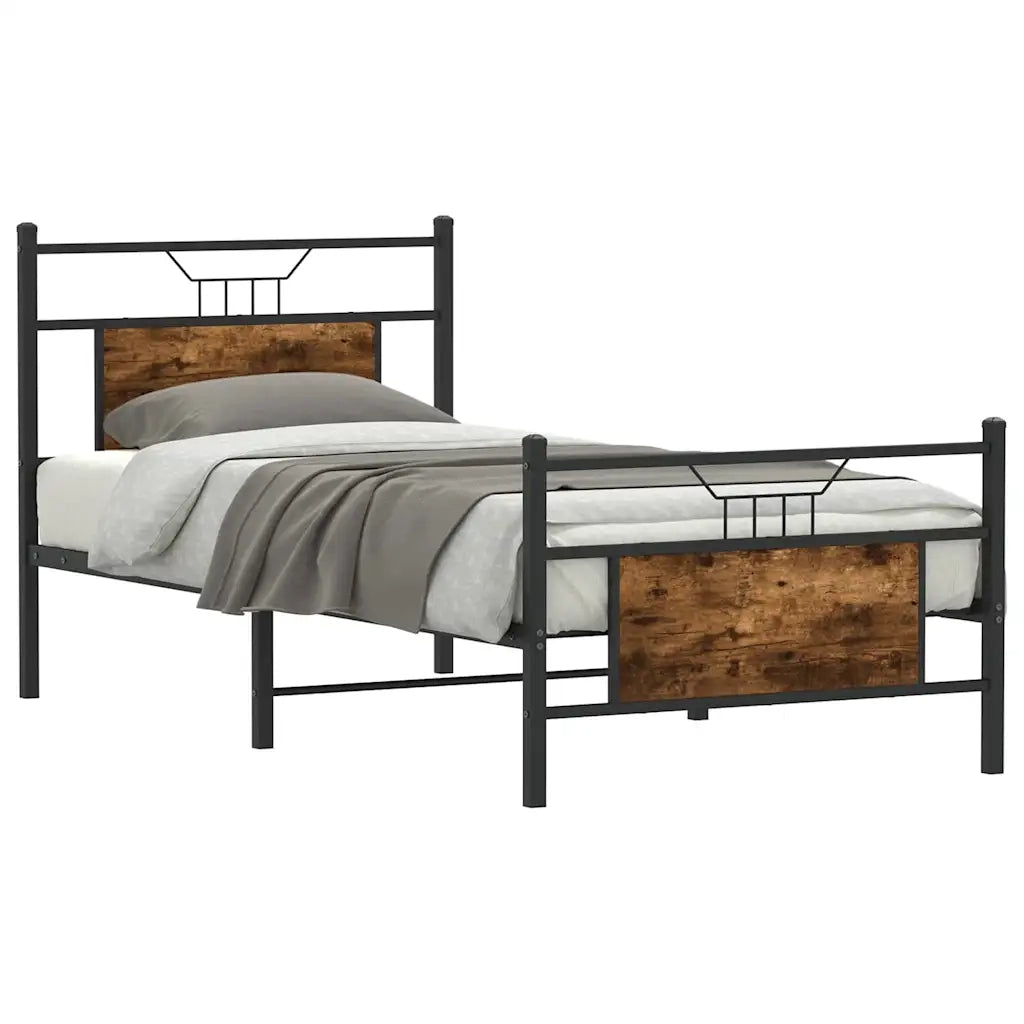 vidaXL Giroletto senza Materasso Rovere Fumo 90x190 cm in Truciolato
