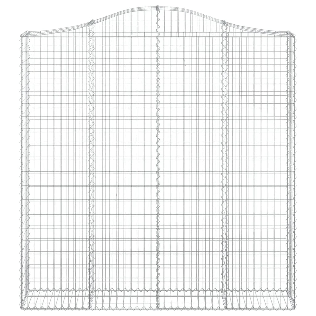 Gabbione cesto gabbia recinzione muro di contenimento ad arco 200 x 30 x 200/220 cm ferro zincato Argento 02_0040004