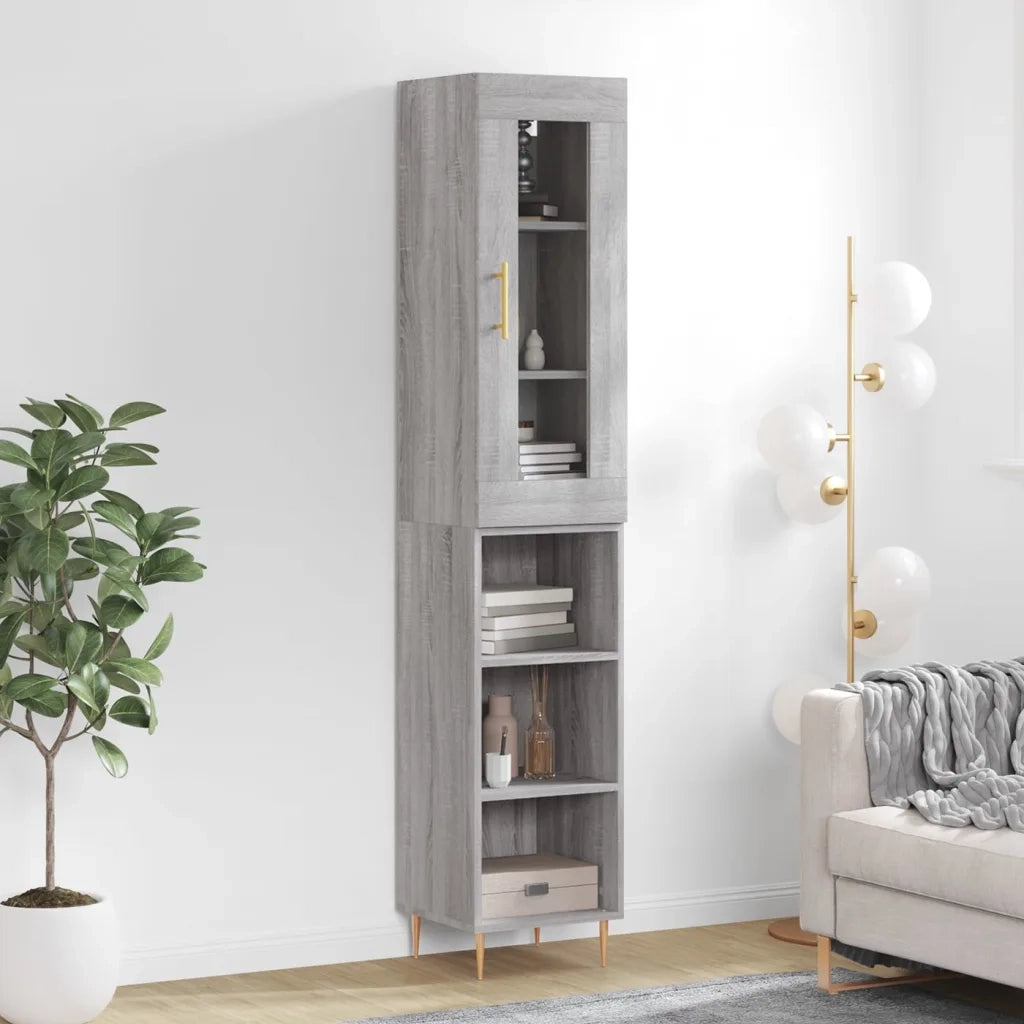 Credenza-Buffet-Armadio da cucina Grigio Sonoma 34,5x34x180 cm in Legno Multistrato 590285